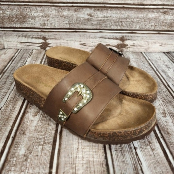 ROPER  PHOENICAN VINTAGE LEATHER BUCKLE‎ SLIDE SANDAL - Picture 1 of 5